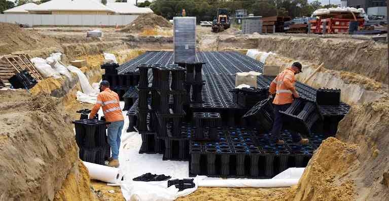 Agricultural field at sunset