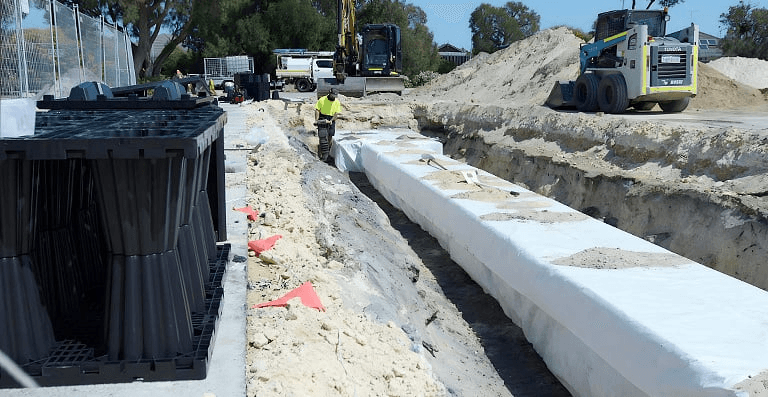 Agricultural field at sunset