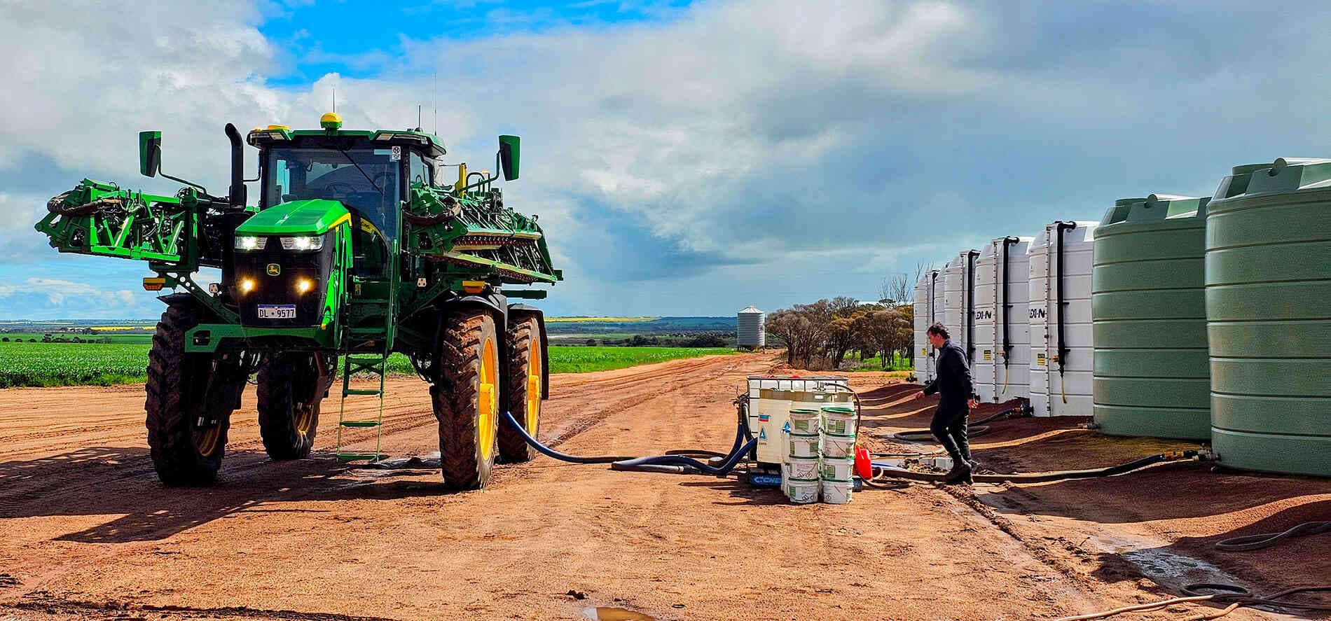 Agricultural field at sunset