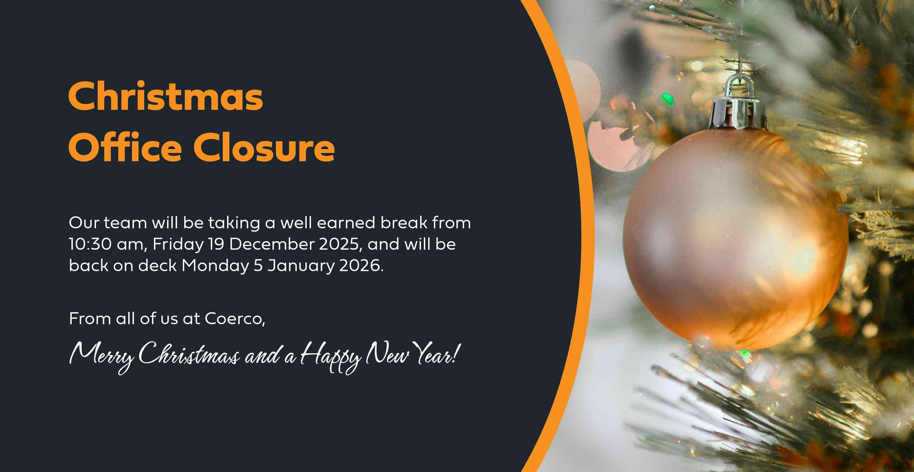 End-of-Year Closure Dates – Festive Season 2025