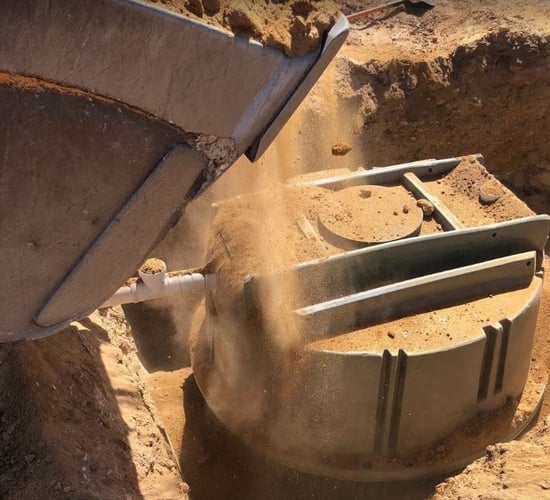 Coerco's 4,000 litre septic tank about to be buried